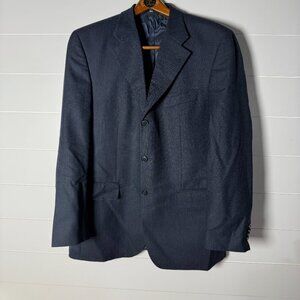 Baumler Navy Black Herringbone 3 Button Blazer Sports Coat Size 54